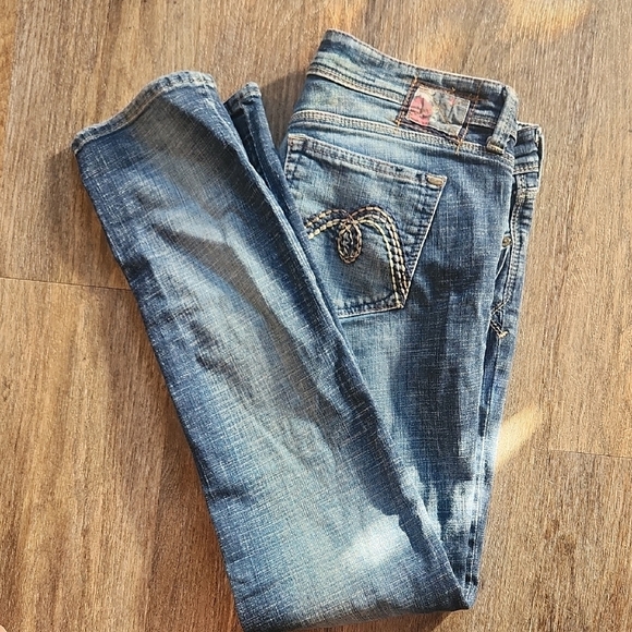 Mavi Lindy Straight Jeans Women's Low Rise Distressed Embroidered Size 32 - Picture 8 of 8